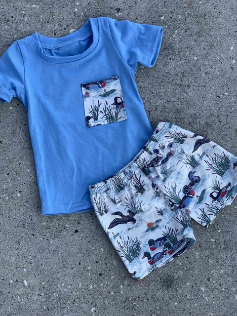 Boys field duck hunting summer pocket shorts sets