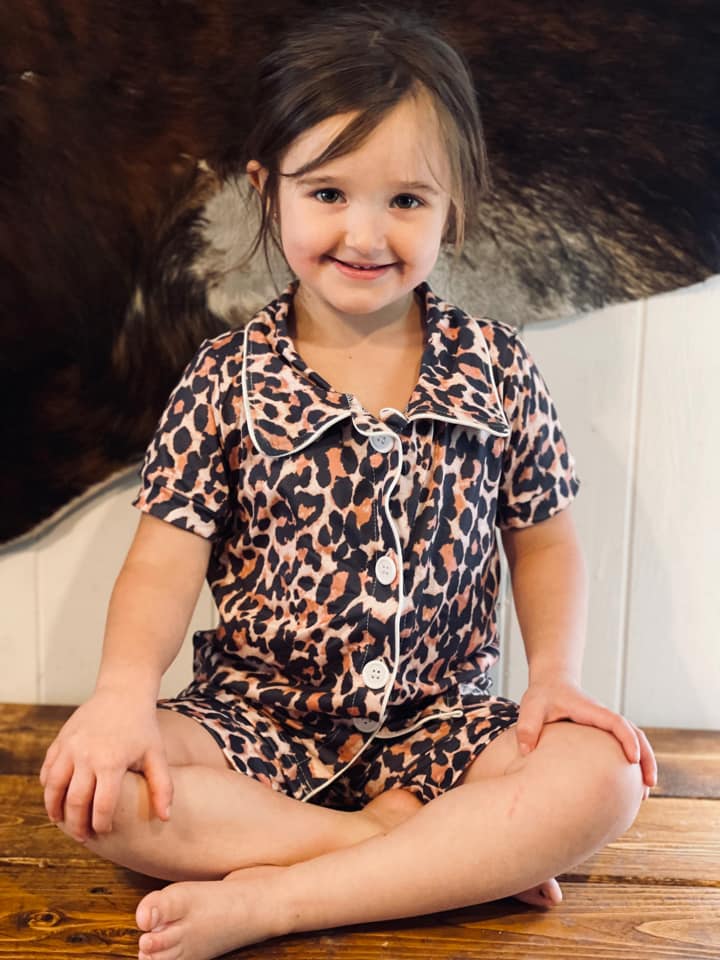 Baby girls leopard summer pajamas