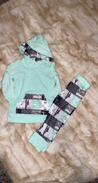 Lime line man hoodie boys sets