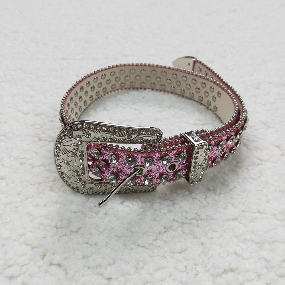 Girls Western pink diamond rhinestone belts