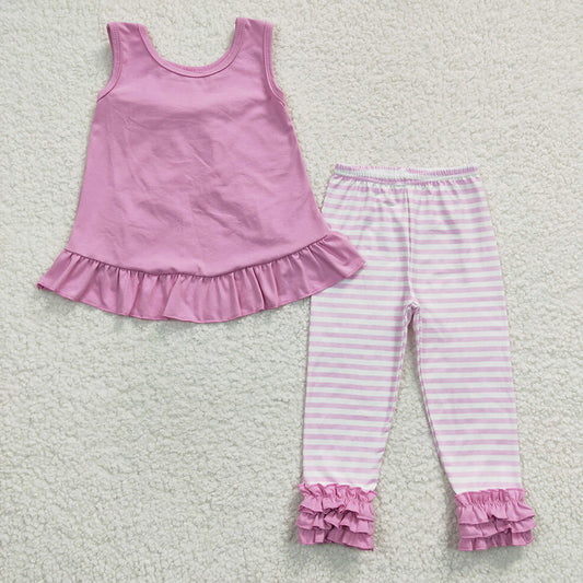 Baby Girls Pink Bow Tunic Stripe Icing Legging Pants Clothes Sets