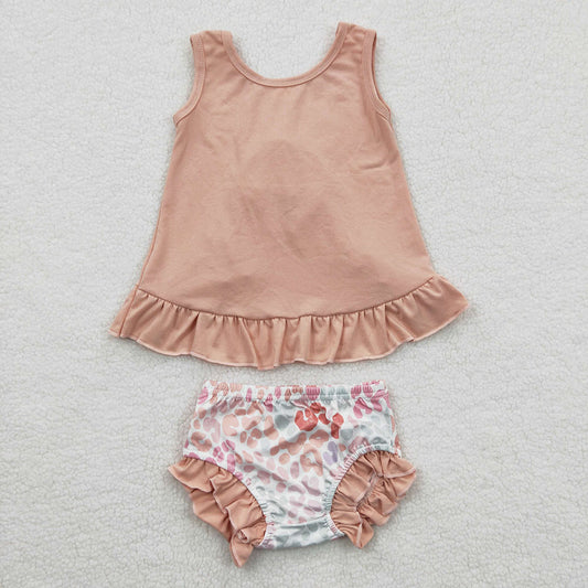 Baby Girls Pink Bow Tunic Floral Bummie Sets