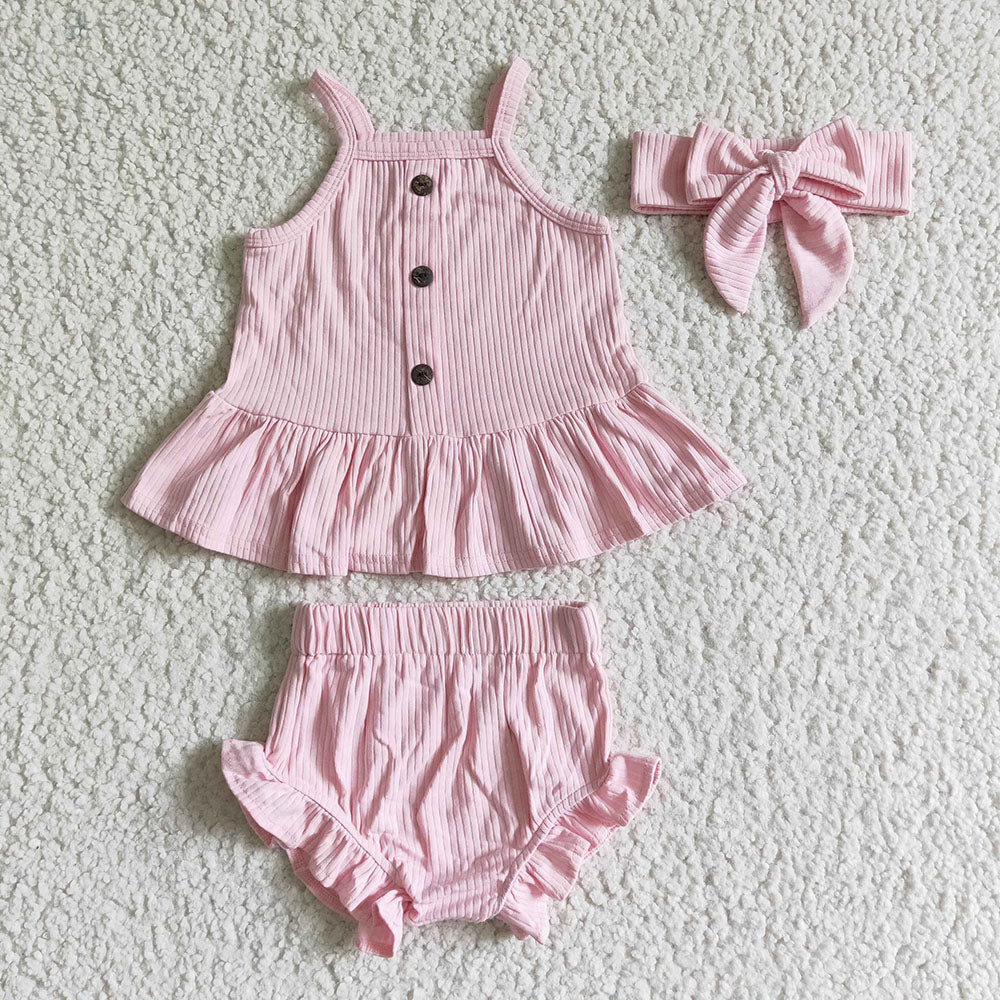 Baby girls cotton pink bummie sets(can choose headband here)