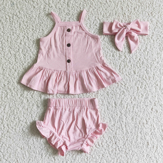 Baby girls cotton pink bummie sets(can choose headband here)
