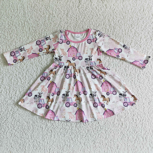 Baby girls farm pink long sleeve dresses