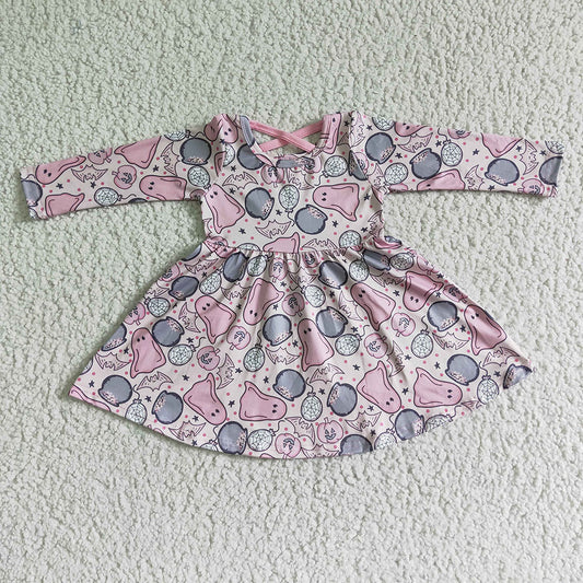 Baby girls Halloween ghost pink long sleeve dresses