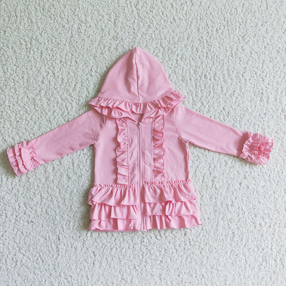 Baby girls ruffle pink zip jackets cardigans