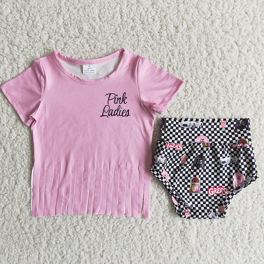 Pink tassels letters soft bummie set