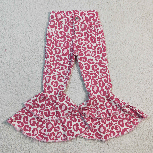 Baby Girls Pink Leopard Bell Pants Denim Jeans