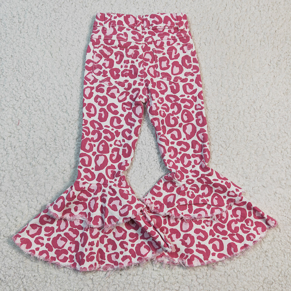 Baby Girls Pink Leopard Bell Pants Denim Jeans