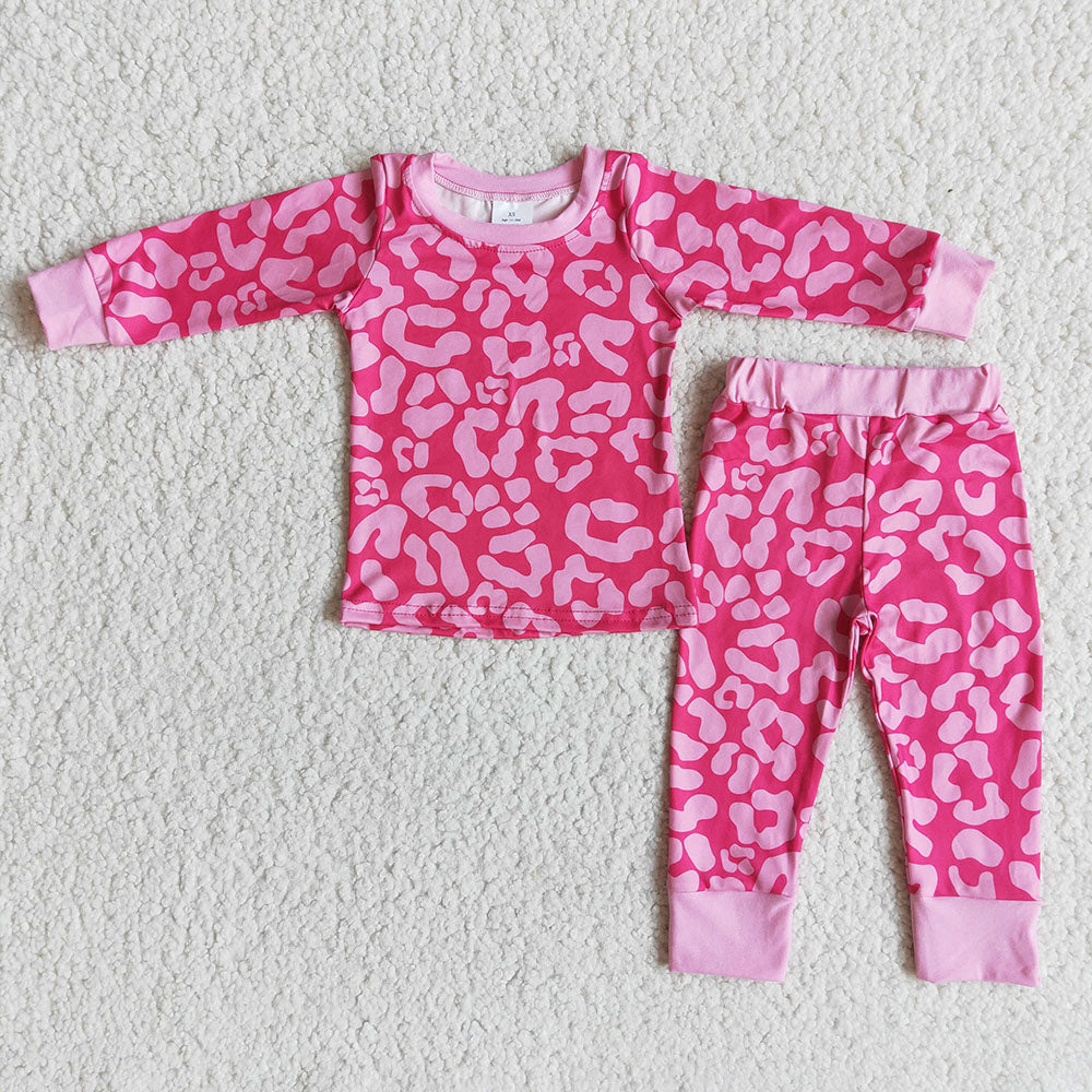 Baby Girls pink Valentines pajamas sets 2
