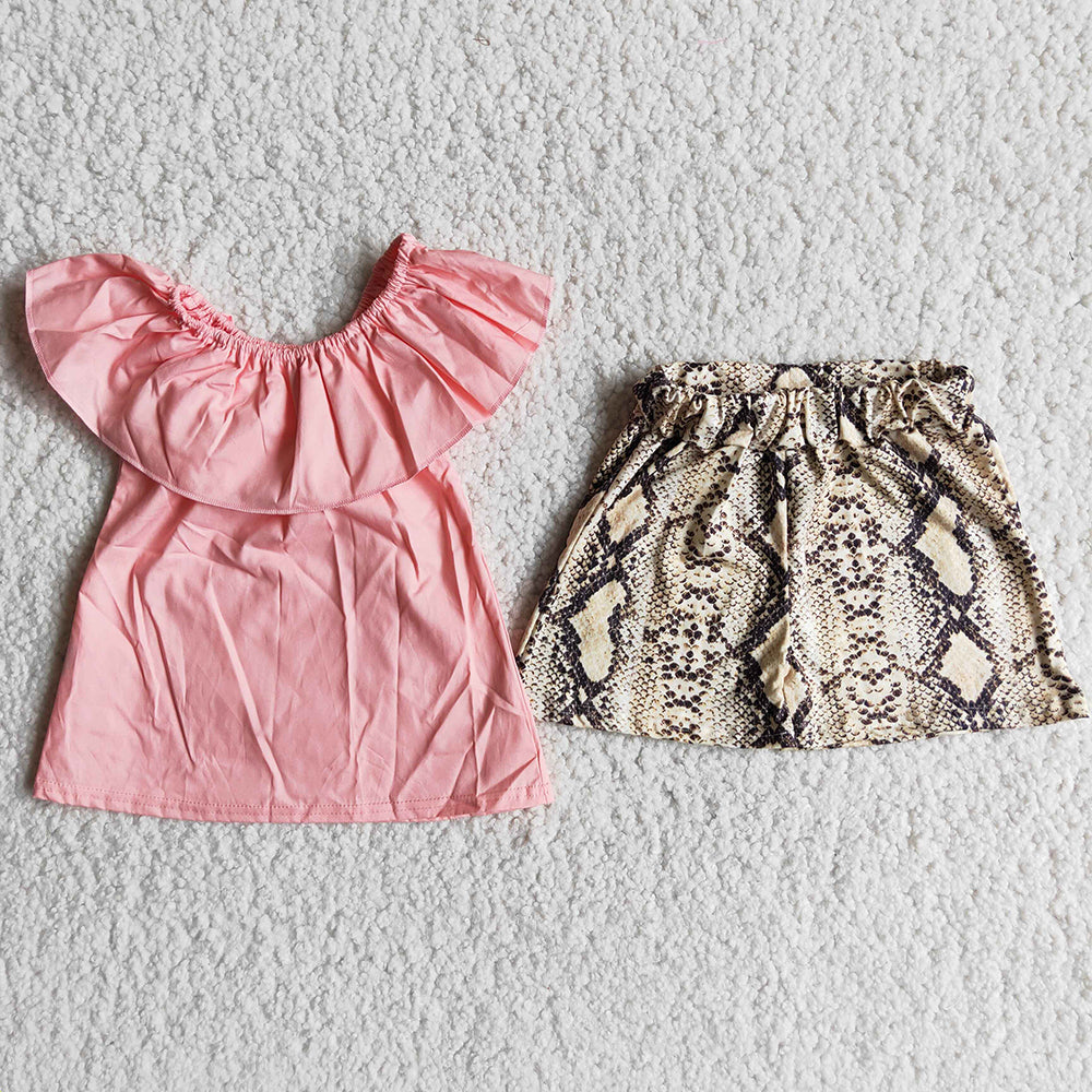 Pink woven snake skin shorts sets