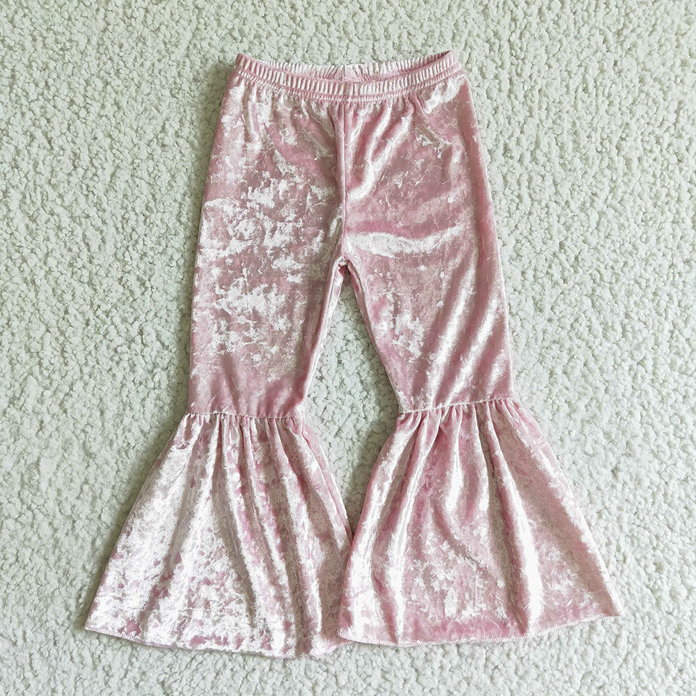 Baby Girls Pink Velvet Bottom Pants