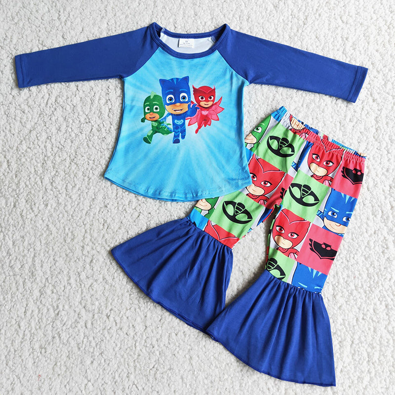 Cartoon girls bell bottom pants sets