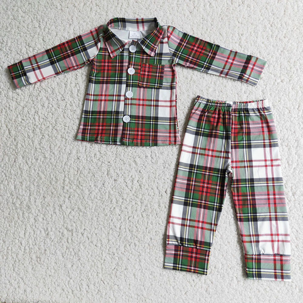 Boys Plaid button up pajamas sleepwear