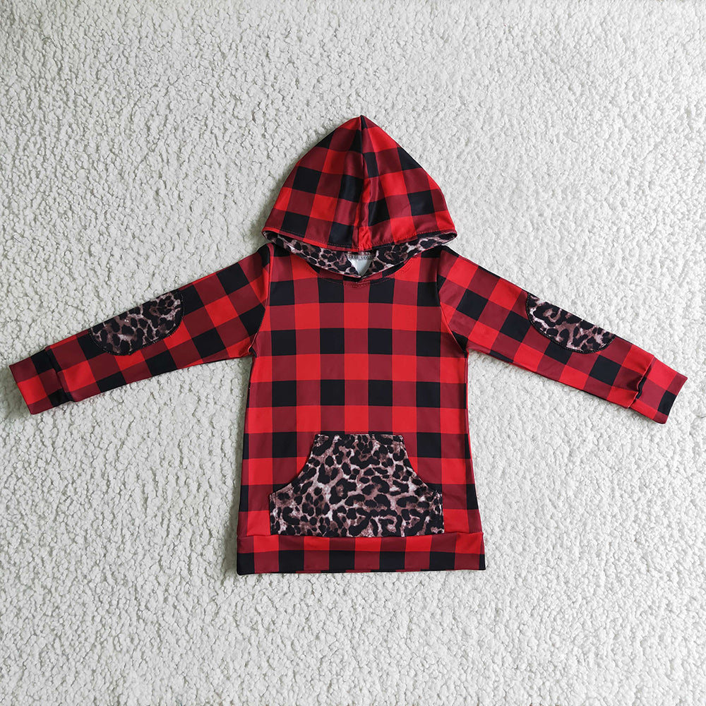 Baby kids Christmas plaid hoodie long sleeve tops