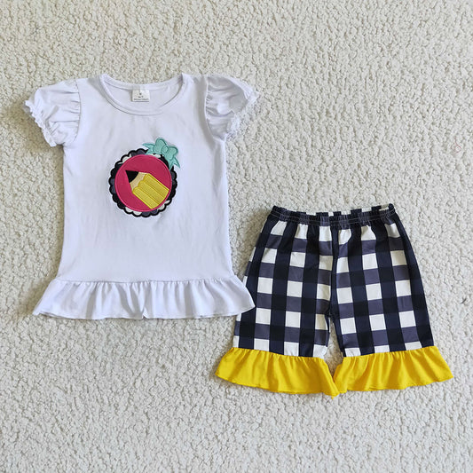 Baby girls back to school pencel shorts sets