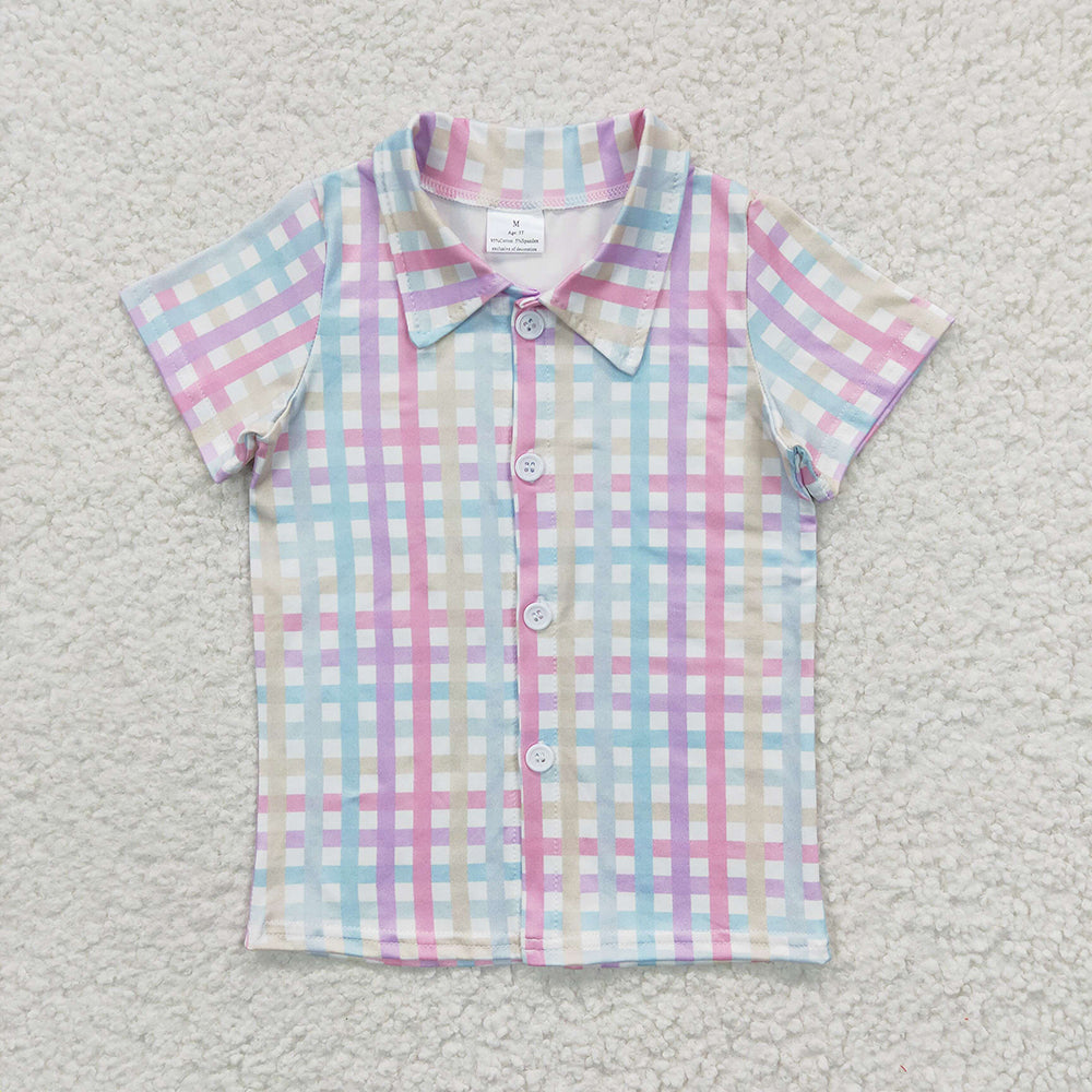 Baby Boys Plaid Spring Short Sleeve Shirts Tops