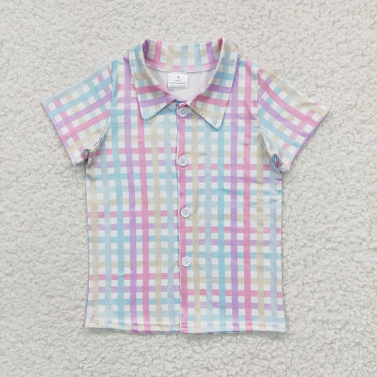 Baby Boys Plaid Spring Short Sleeve Shirts Tops