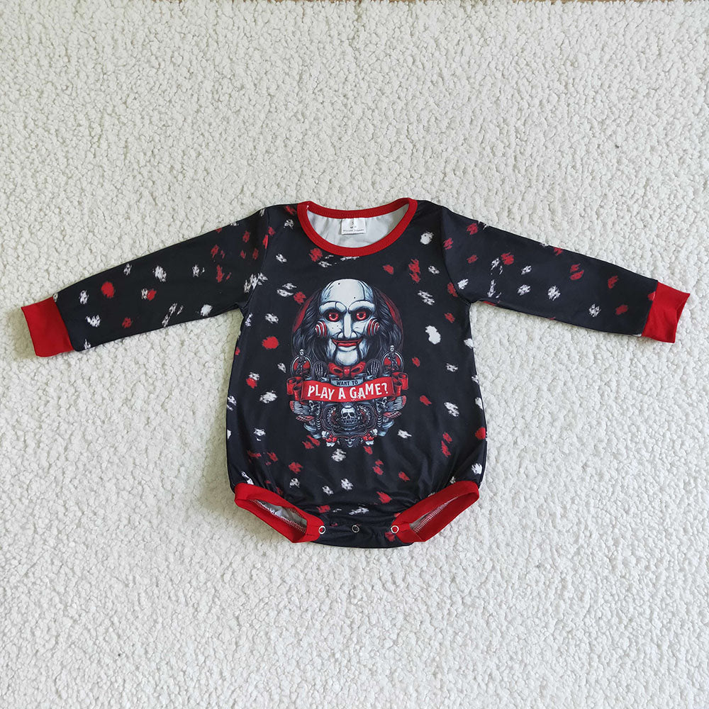 Baby girls Halloween black cartoon long sleeve rompers