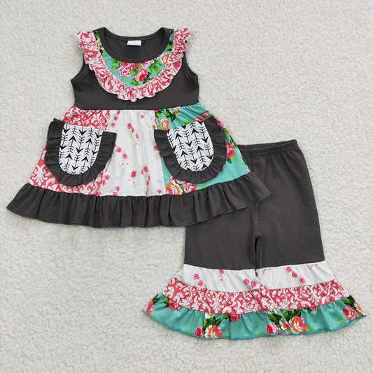 Baby Girls Sleeveless Pockets Tunic Bell Pants Clothing Sets