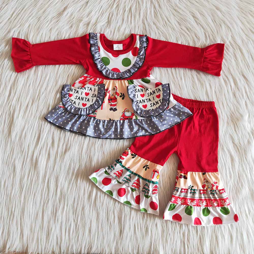 Santa Christmas pockets outfits sets