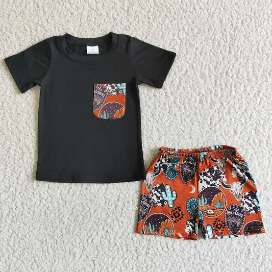 baby boys cactus western pocket summer shorts sets