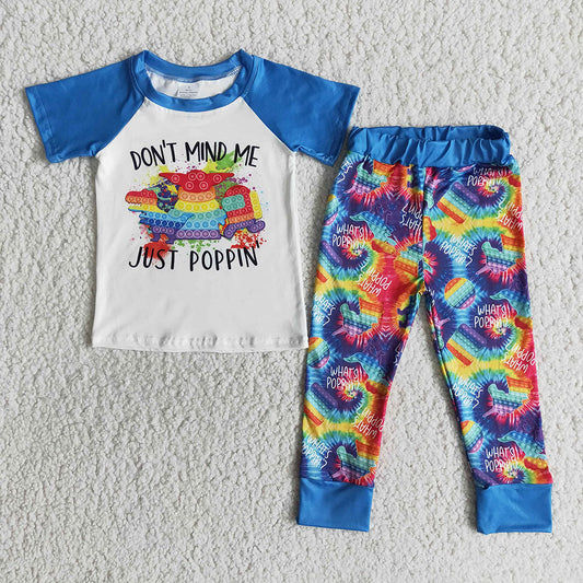 Baby boys cartoon just dots blue pants sets