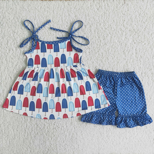 Blue dots short outfits