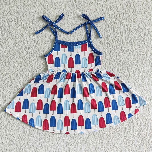 Children Fourth of July strap popsicle twirl dresses