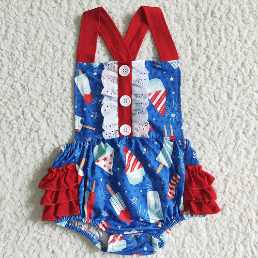 Baby girls 4th of July popsicle rompers bubbles