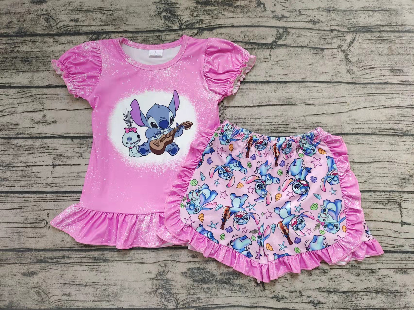 Baby girls cartoon purple summer shorts sets