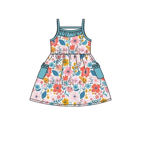 Baby girls summer floral pocket dresses