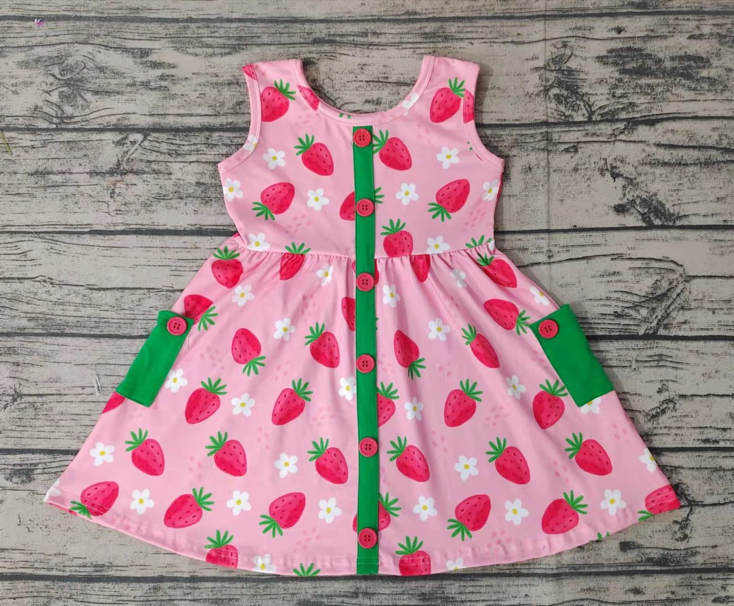 Baby girls summer strawberry sleeveless dresses