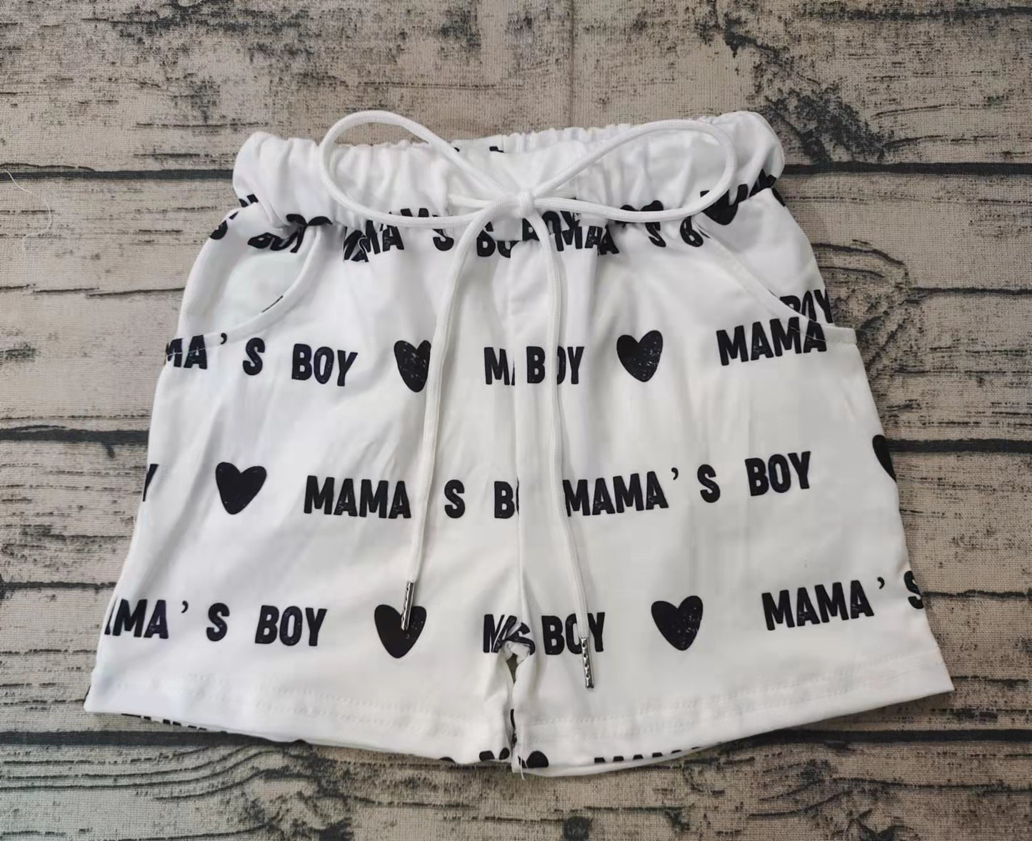 Baby mama's boy heart summer tie shorts