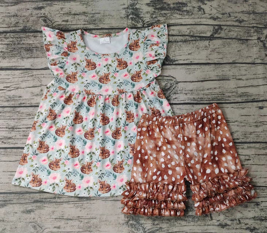 Baby girls deer summer shorts sets