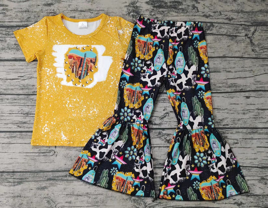 Baby Girls western cactus bell pants clothing sets