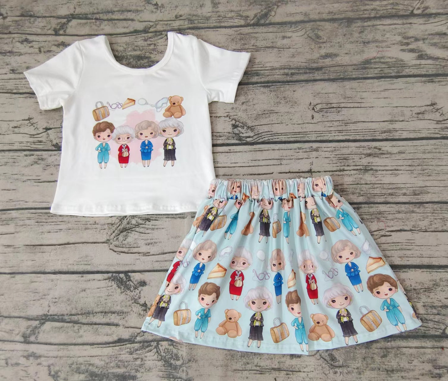 Baby girls skirt cartoon old women outfits clothes