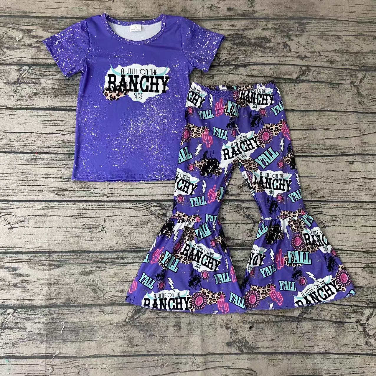 Baby Girls western purple bell pants outfits