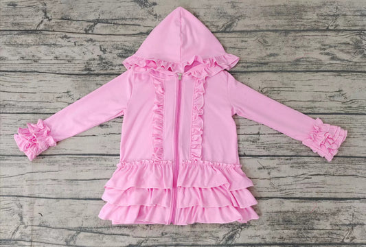 Baby girls ruffle pink zip jackets cardigans
