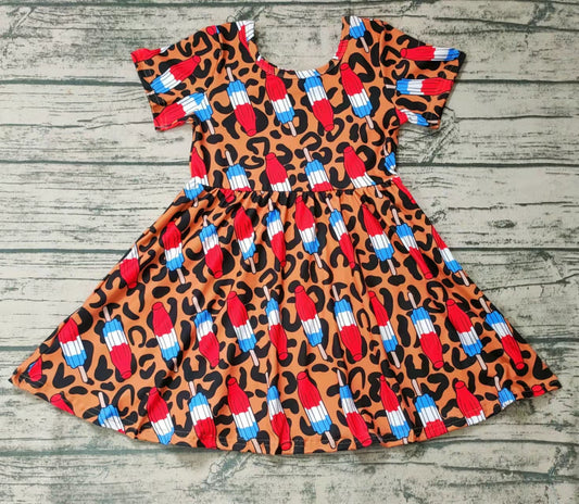 Baby girls summer 4th of july leopard red dresses