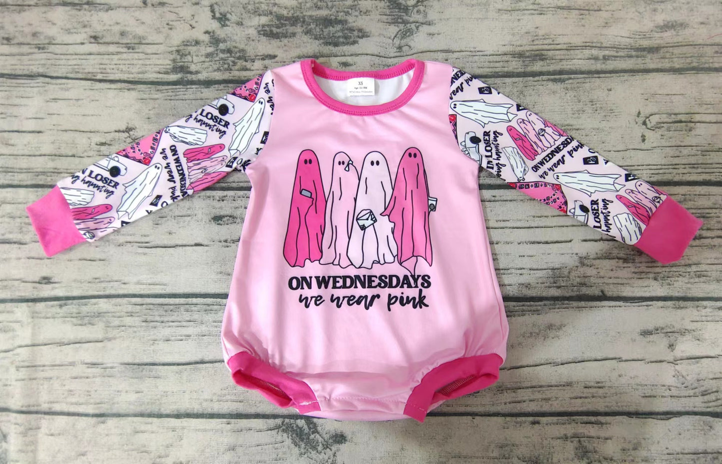 Baby girls pink Halloween ghost rompers