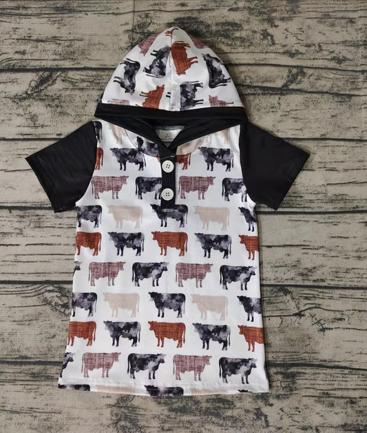 Baby boys western cow hoodie tops