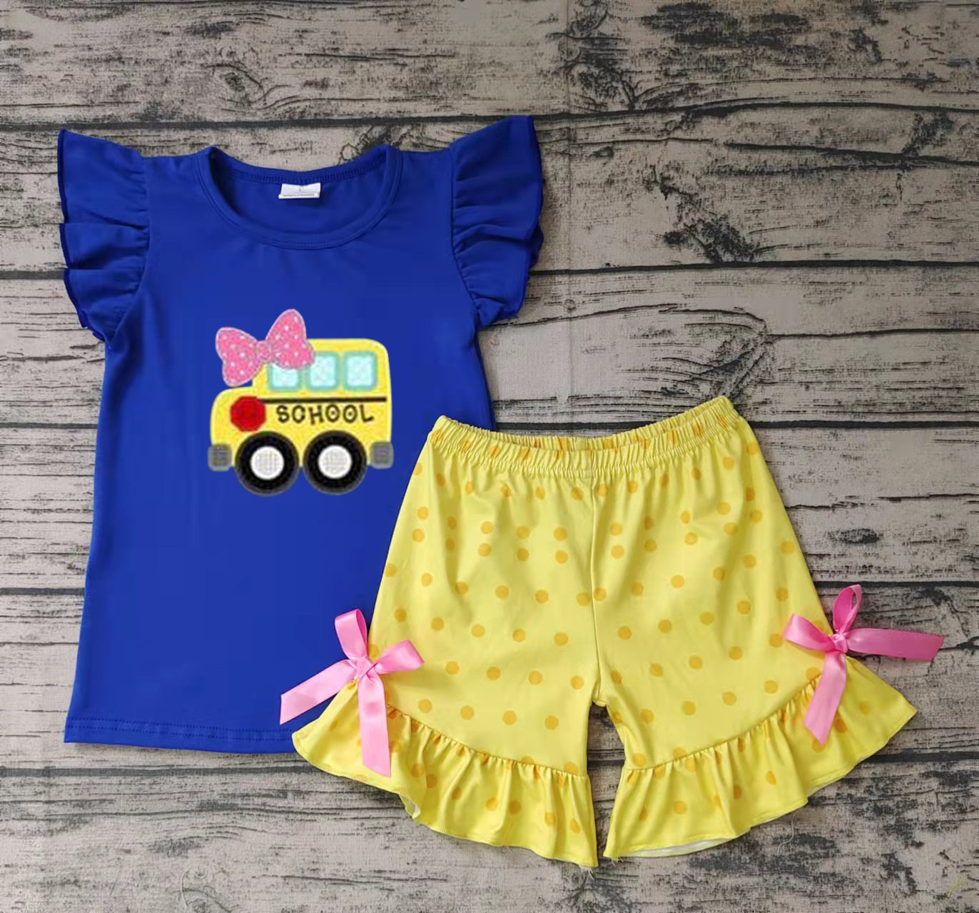 Baby girls back to school shorts sets