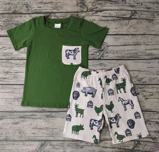 Baby boys farm life pocket summer shorts sets