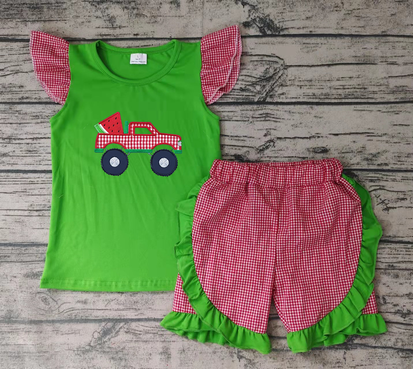 Baby girls watermelon tractor shorts summer sets