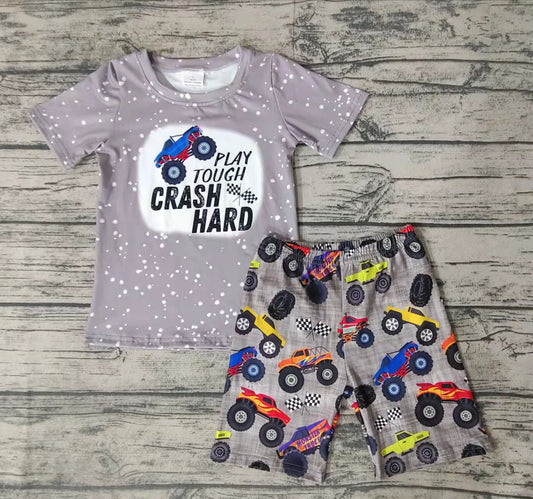 Baby boys monster truck shorts sets