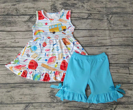 Baby girls back to school shorts sets