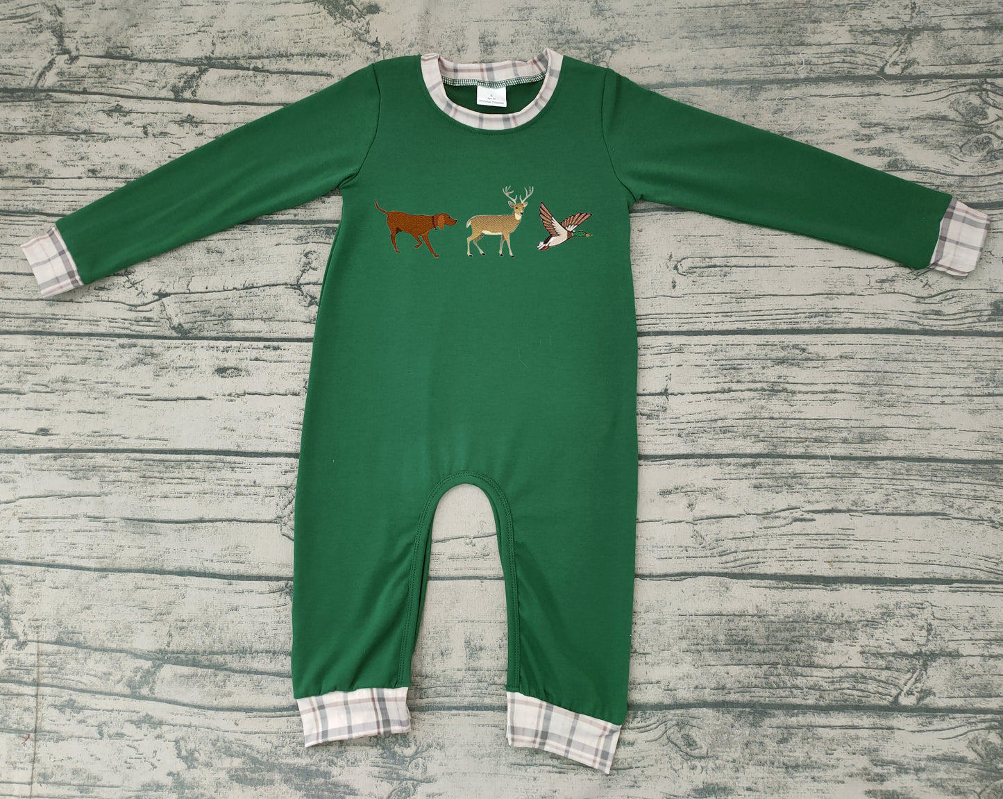 Baby boys duck deer dog hunting fall rompers