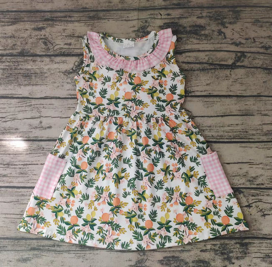 Baby girls peach floral pocket dresses